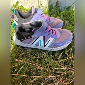 Girl’s New Balance Purple and Teal Sneakers with Hook-and-Loop Strap size 1